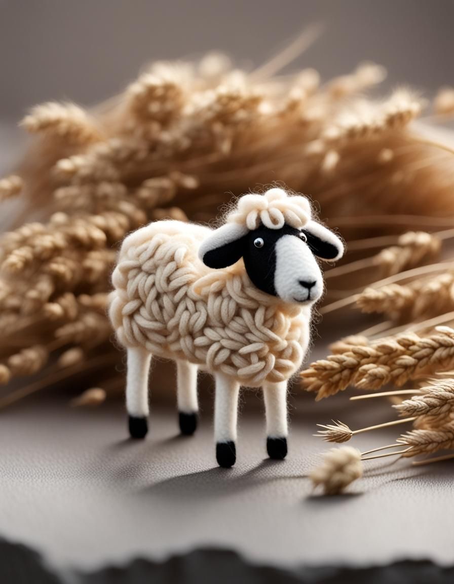 Miniature Felt Sheep Art in Detailed 3D Render