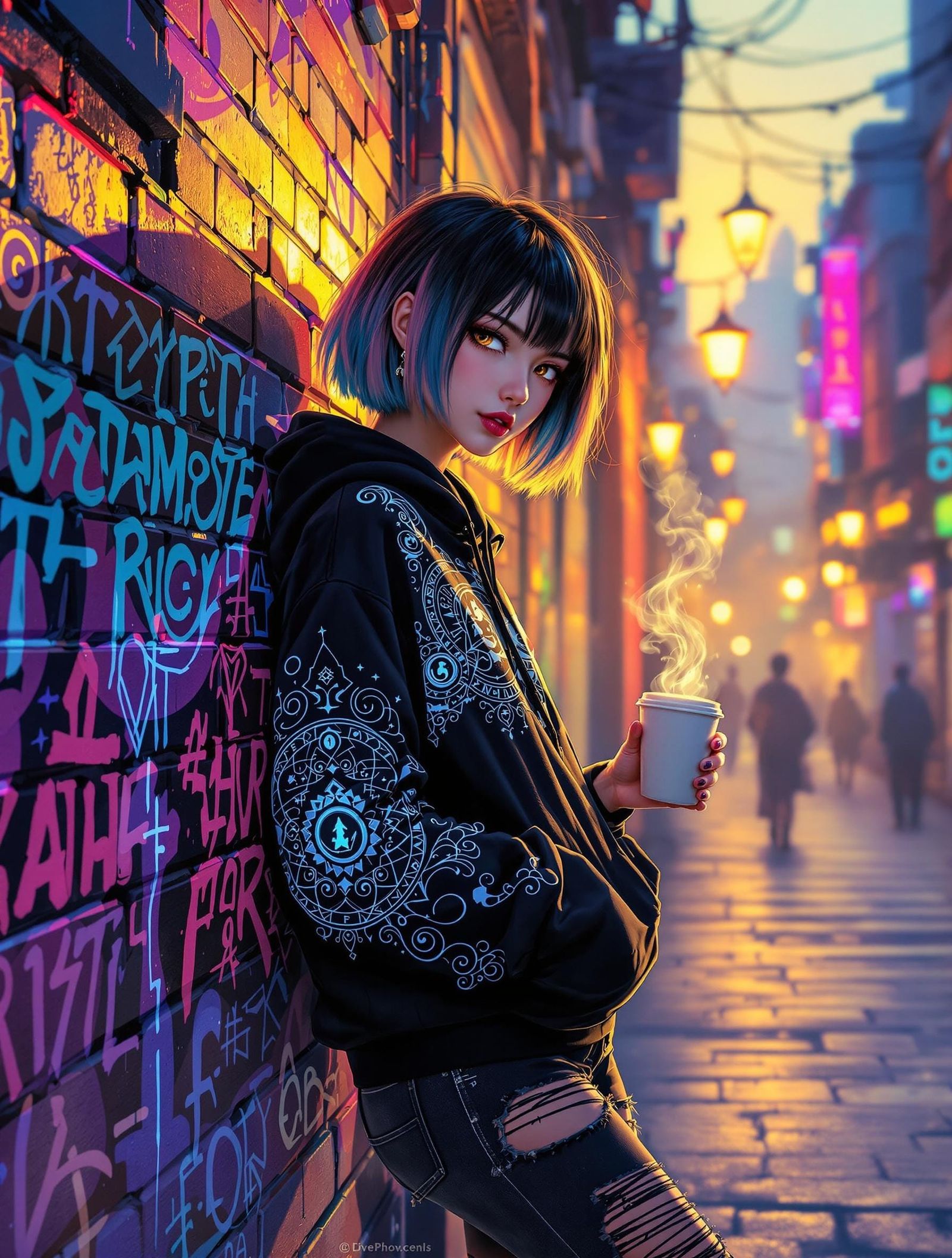 Enchanted Emo Girl Captured in Anime-Style Close-Up