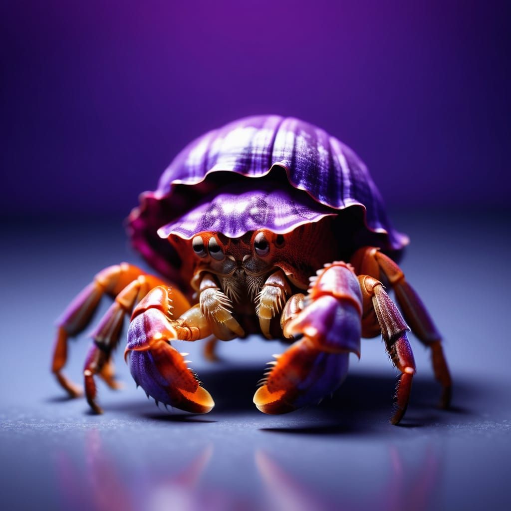 Hermit Crab Emerges: 3D Rendered with Volumetric Lighting