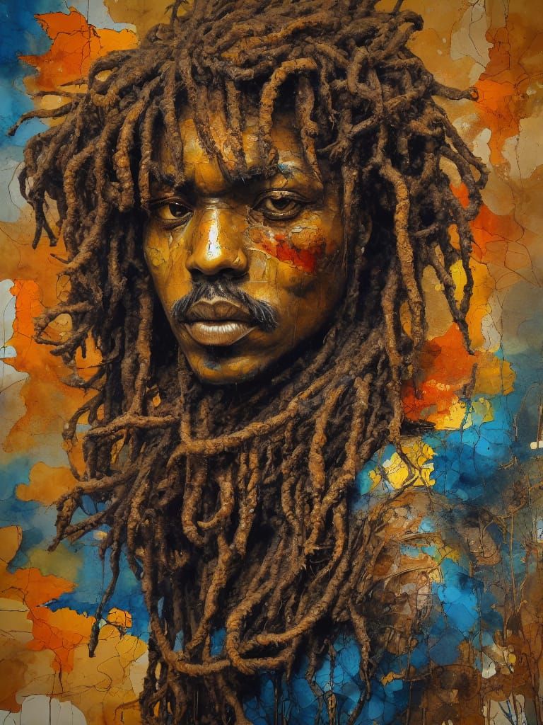 Afro-Futuristic AI Painter Self-Portrait in Digital Art Styl...