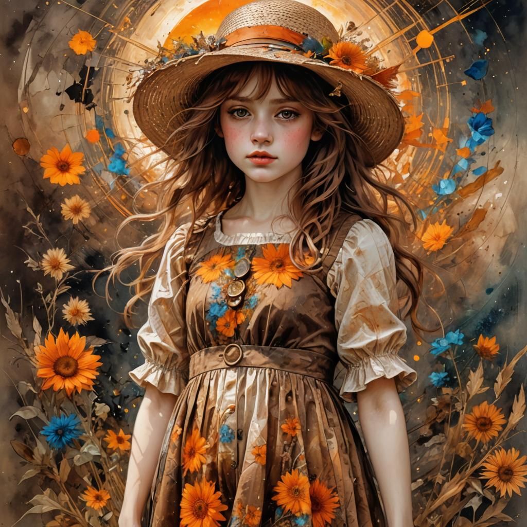 Girl in Sun Dress: Vintage Fine Art Portrait