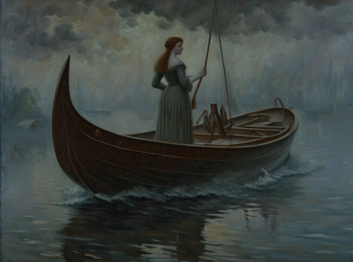 Lady of the Lake in Pre-Raphaelite Style