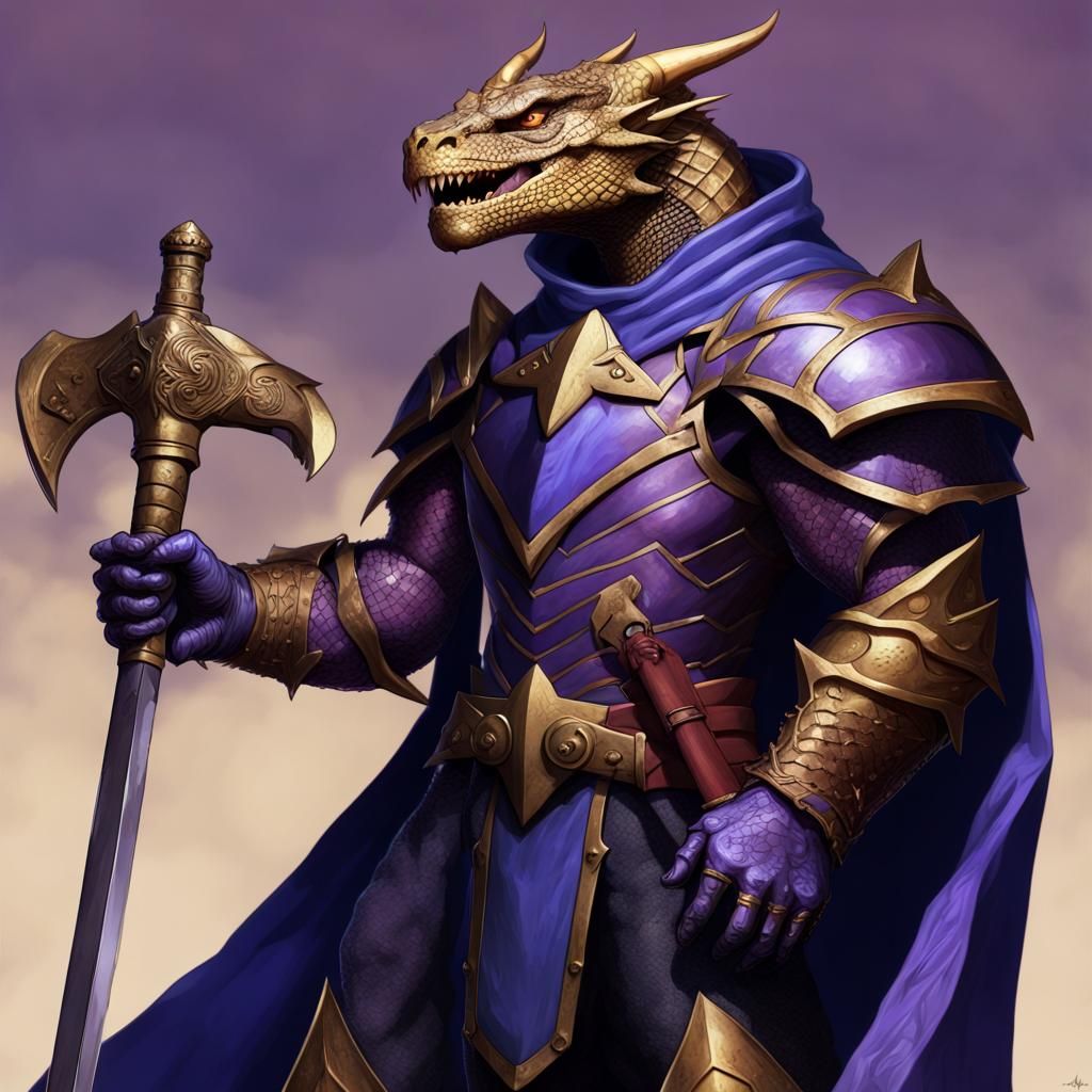 Dragon-Man Paladin Chef with Battle-Axe