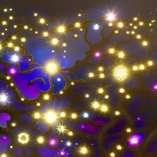 Magical Tree with Ice Crystals and Silver Filigree