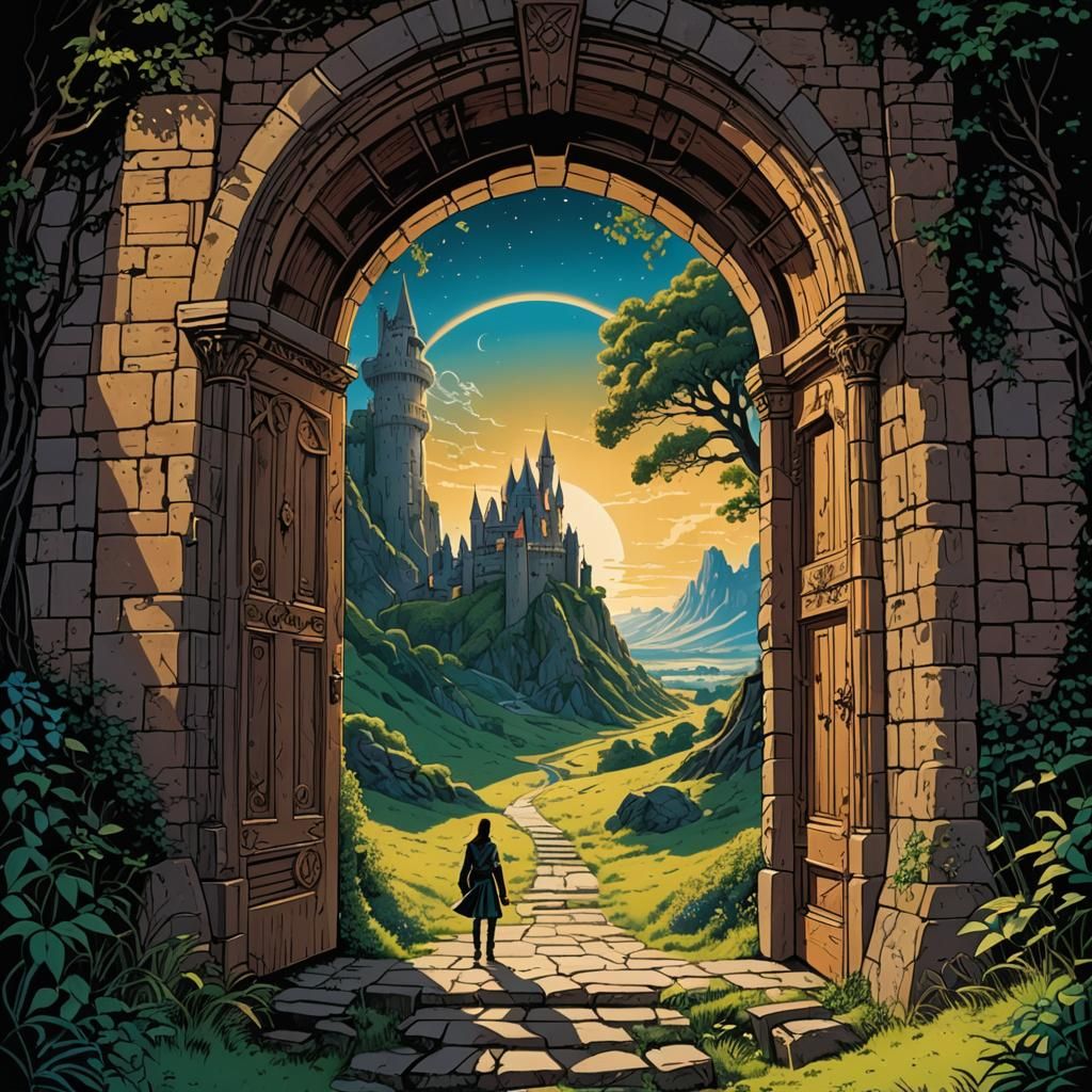 Magical Portal to Fantasy Realm, Comic Book Art