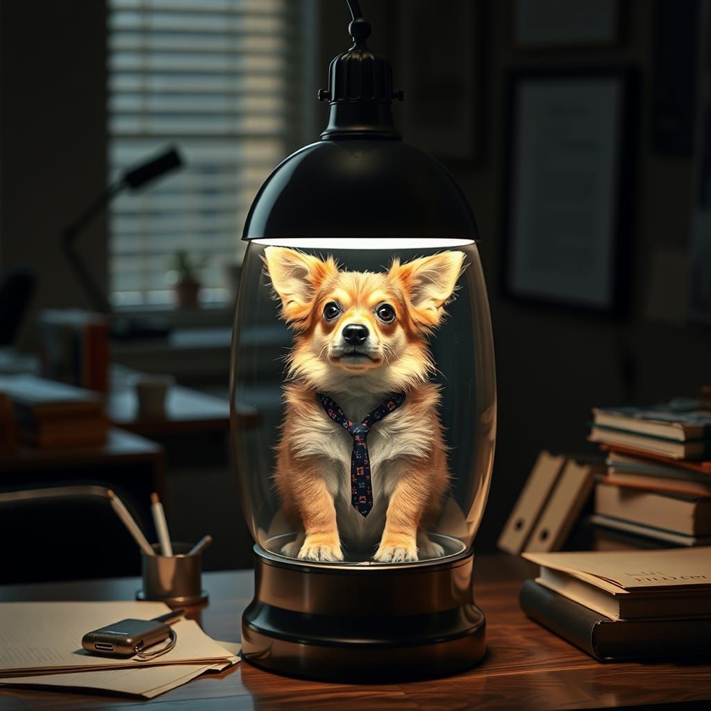 Dog Society in a Lamp: Canine Office Workers
