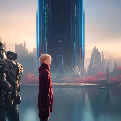 Blond Youth in Magical City, Digital Art