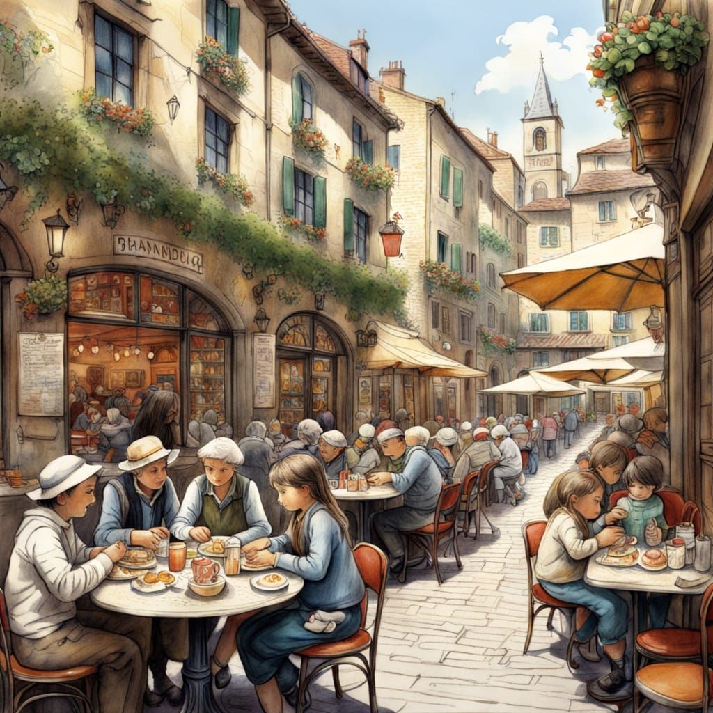 Italian Piazza Cafe in Brambly Hedge Style