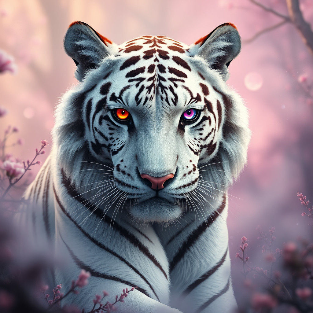 Majestic White Tiger in Ethereal Dreamscape