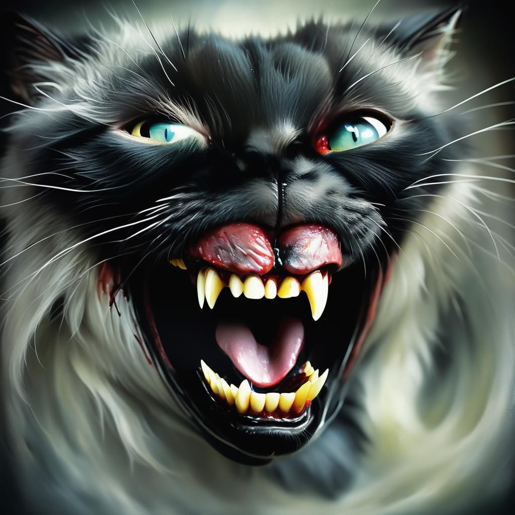 Botero Sculpture Inside Black Cat's Mouth