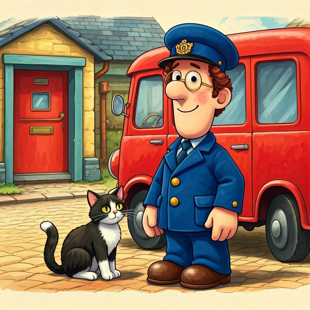 Postman Pat and Jess in Storybook Illustration Style