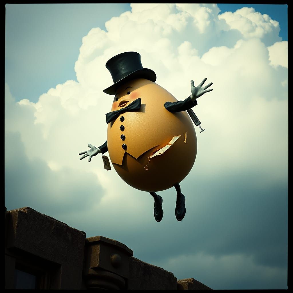 Dramatic Fall of a Regal Egg in a Cinematic Atmosphere