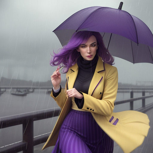 Umbrella Dance in a Colorful Rainy Storm