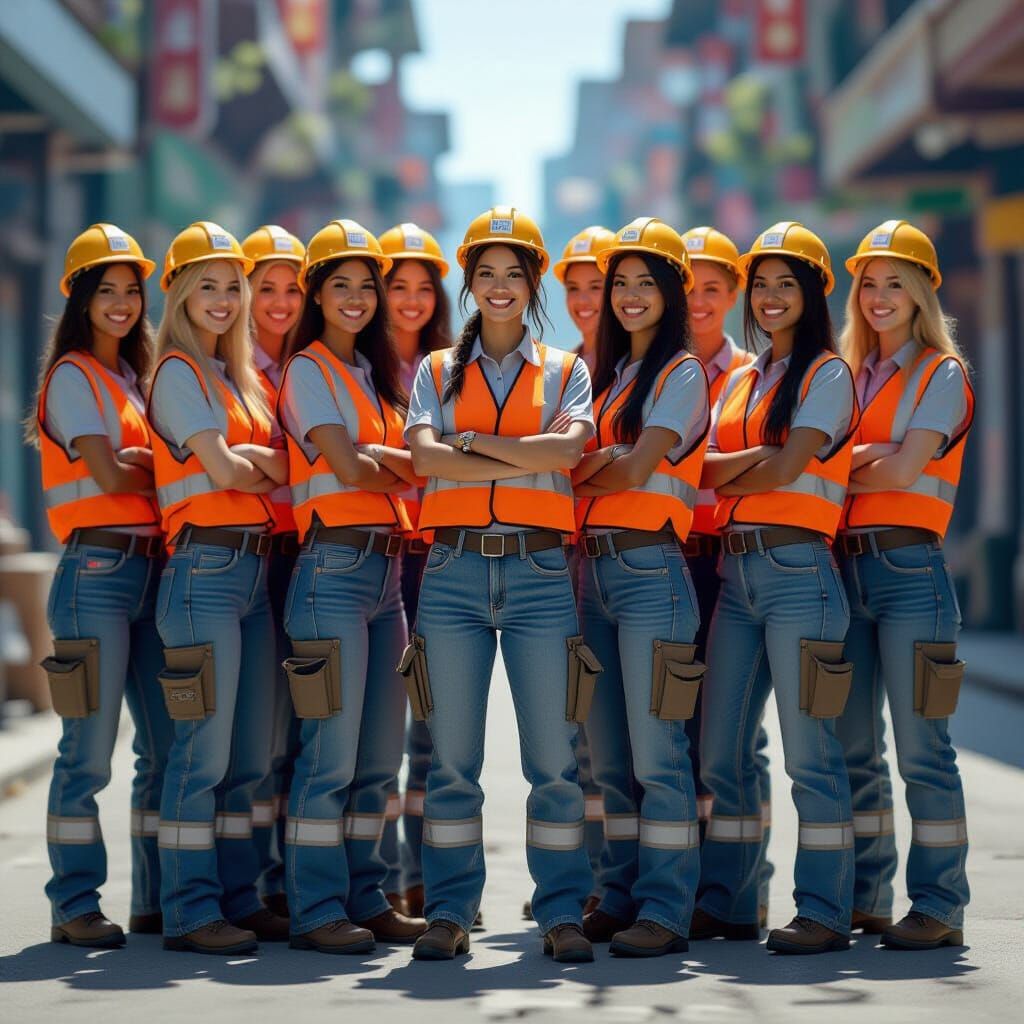 Diverse Female Civil Engineers in Fantasy Matte Painting Sty...