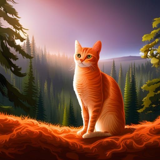 Red Tabby Cat Overlook Illustration