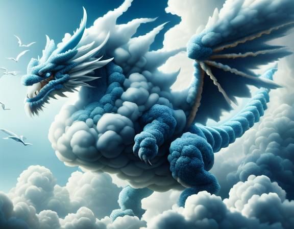 Dragon manifesting from the clouds