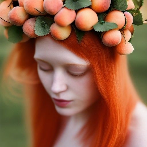 Redhead Maiden with Peach Crown: Vogue-Style Portrait