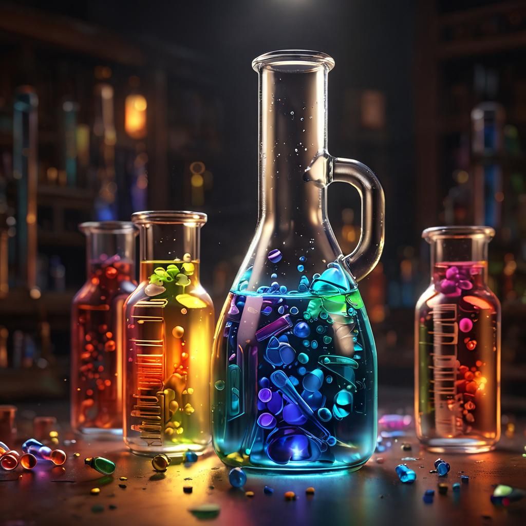 Rainbow Glass Vials in Alchemist Test Tubes