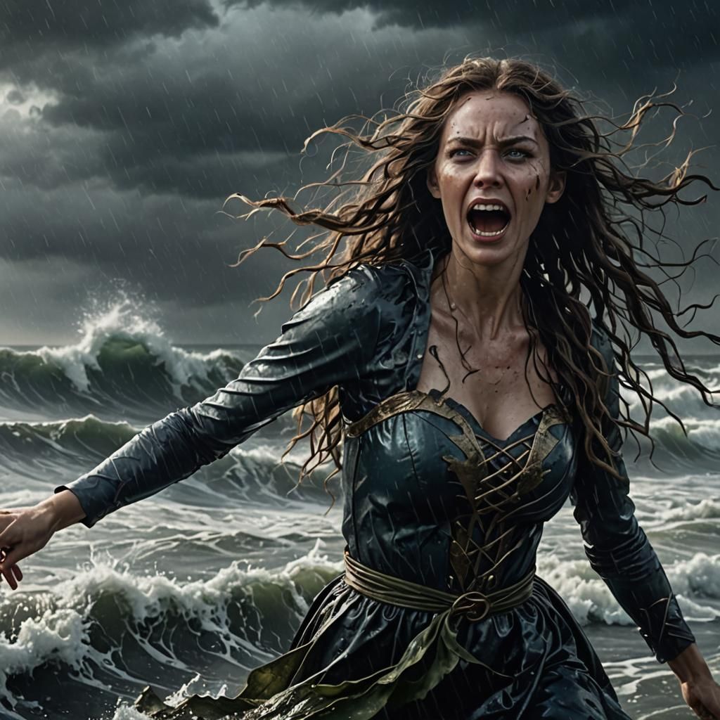 Dark Assassin Siren Singing in Hurricane Winds