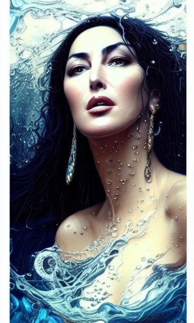 Beautiful Queen Portrait with Flowing Water