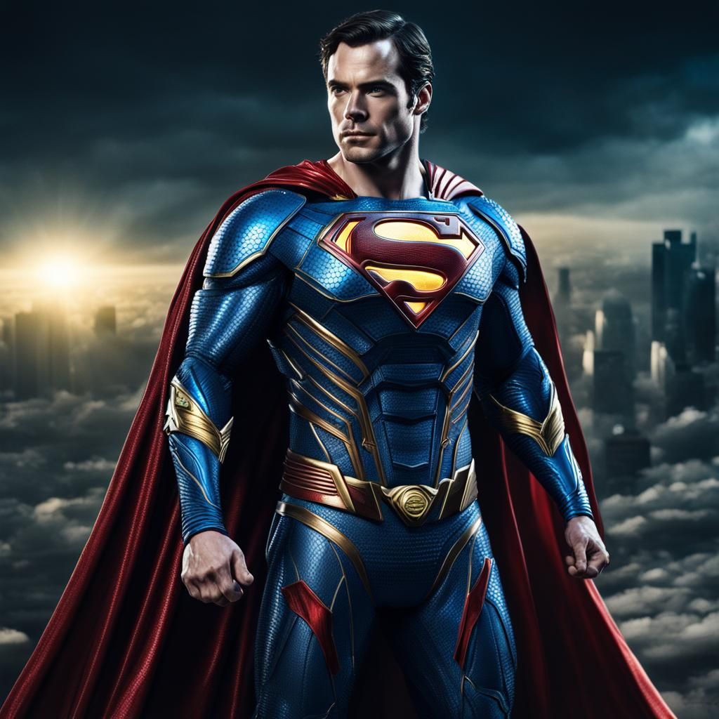 Superman in Blue Metallic Sci-Fi Armor