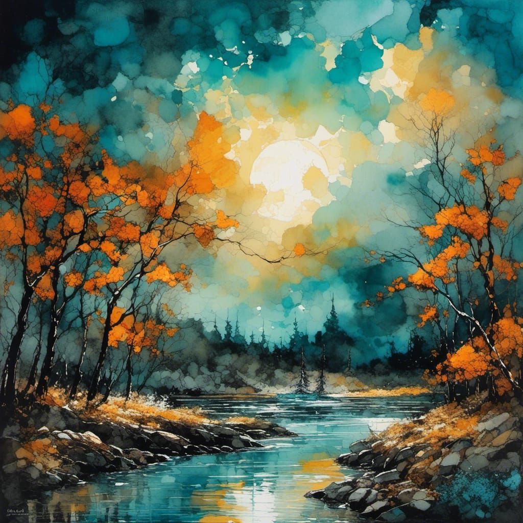 Fantasy Sailboat with Dragon in Van Gogh Style