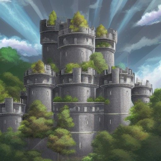 Grey Stone Castle in Anime Style