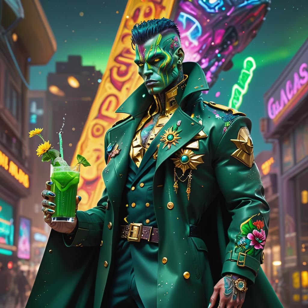 Hyperrealistic Spaceship Captain in Galactic Trench Coat