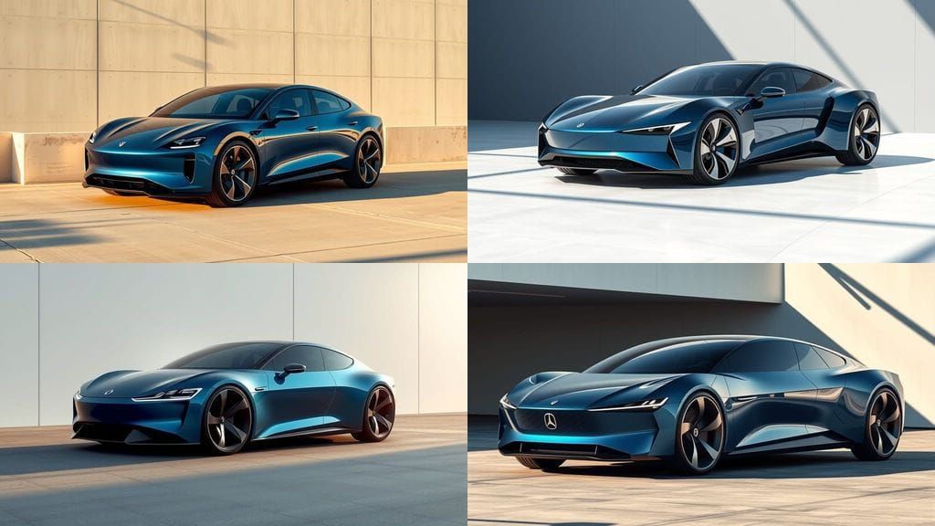 Futuristic Electric Sedan in Modern Setting