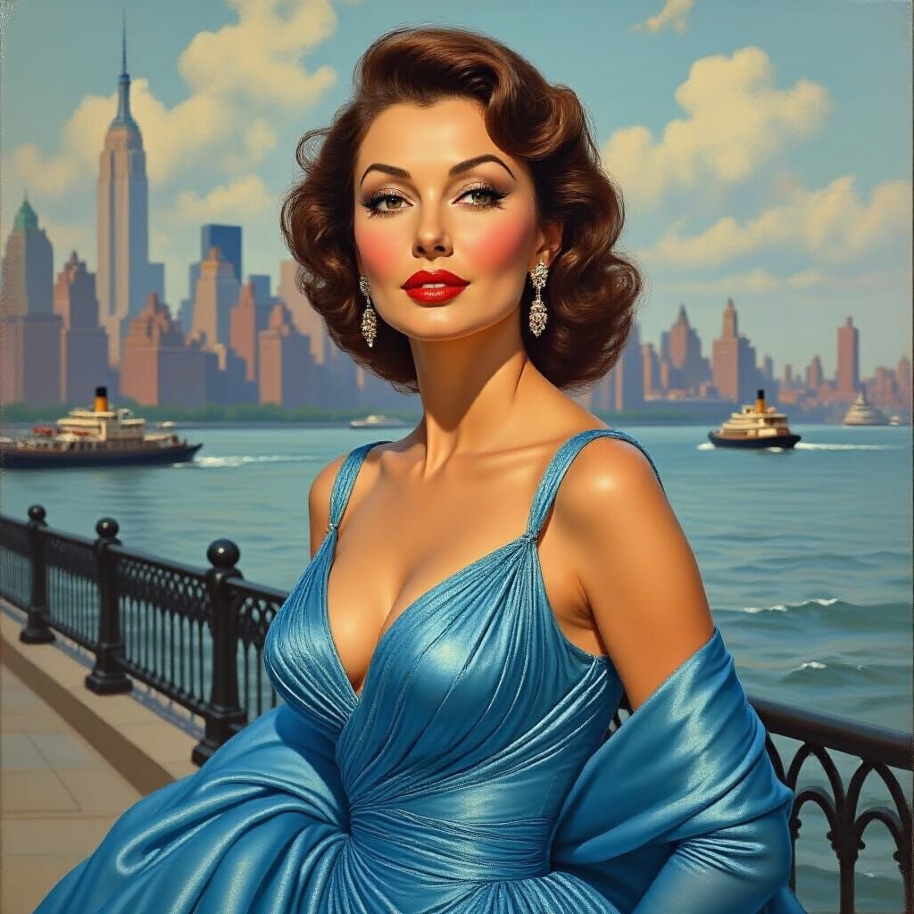 Sophia Loren on the New York Waterfront