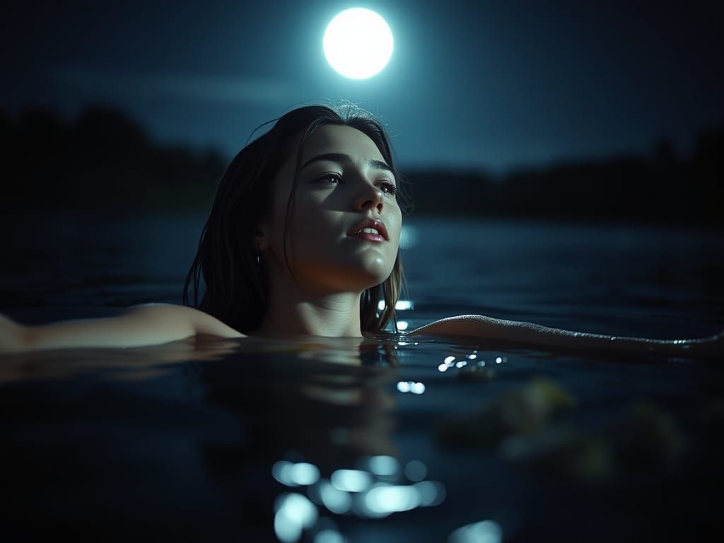 Moonlit Bath: A Photorealistic Cinematic Still