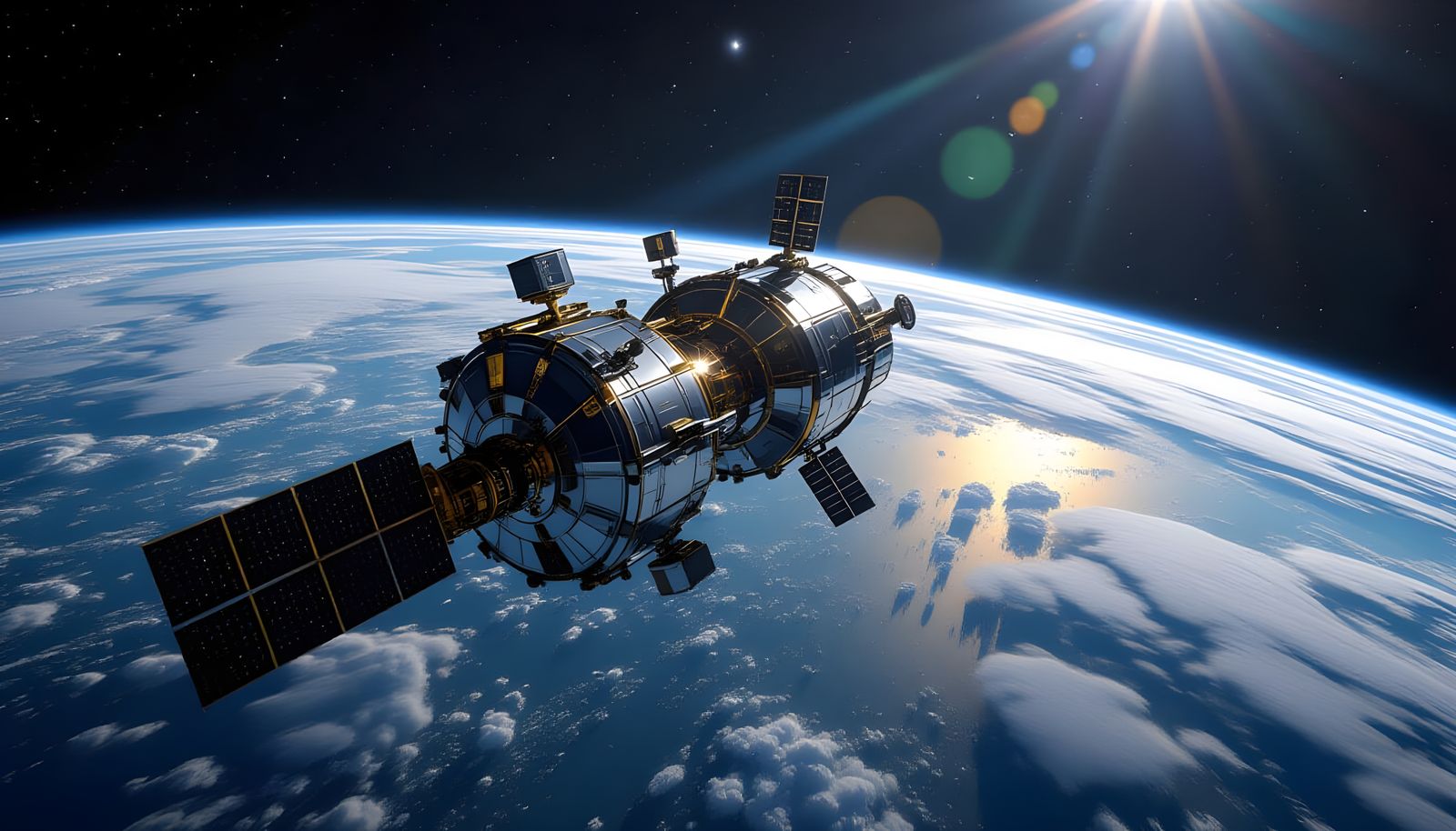 Hyperrealistic Satellite in Space, Moody Cinematic HDR
