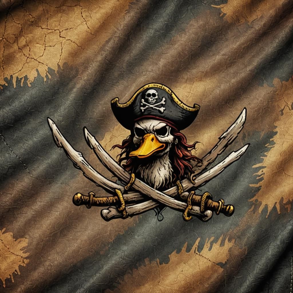Pirate Duck Flag in Robert Crumb Style