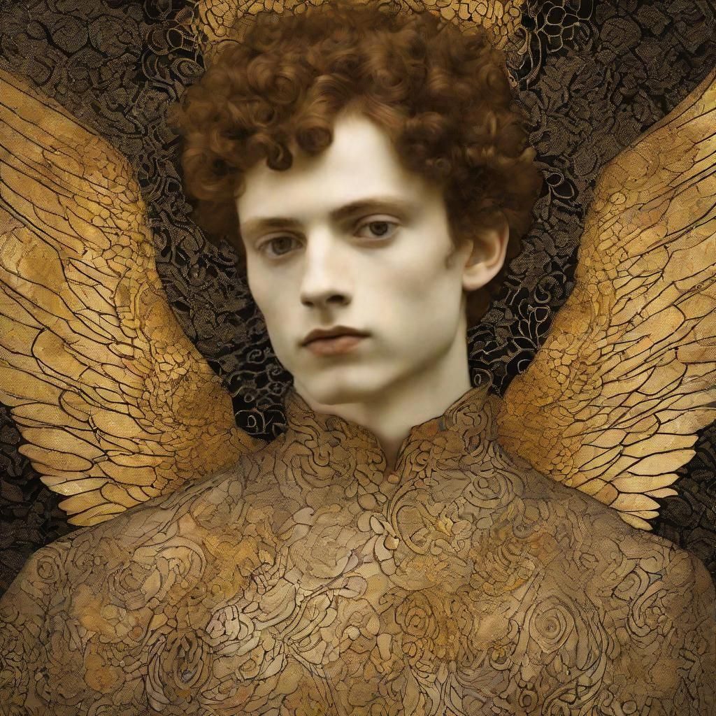 Angel Portrait in Style of Klimt and Schiele