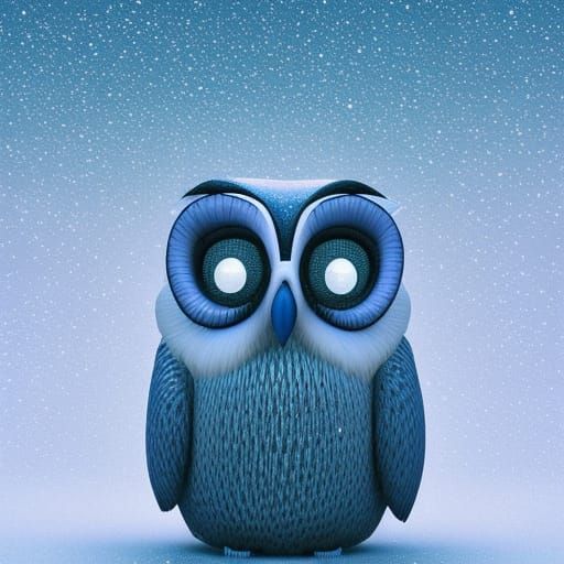 Snow White Owl in Winter Forest: 3D Digital Art