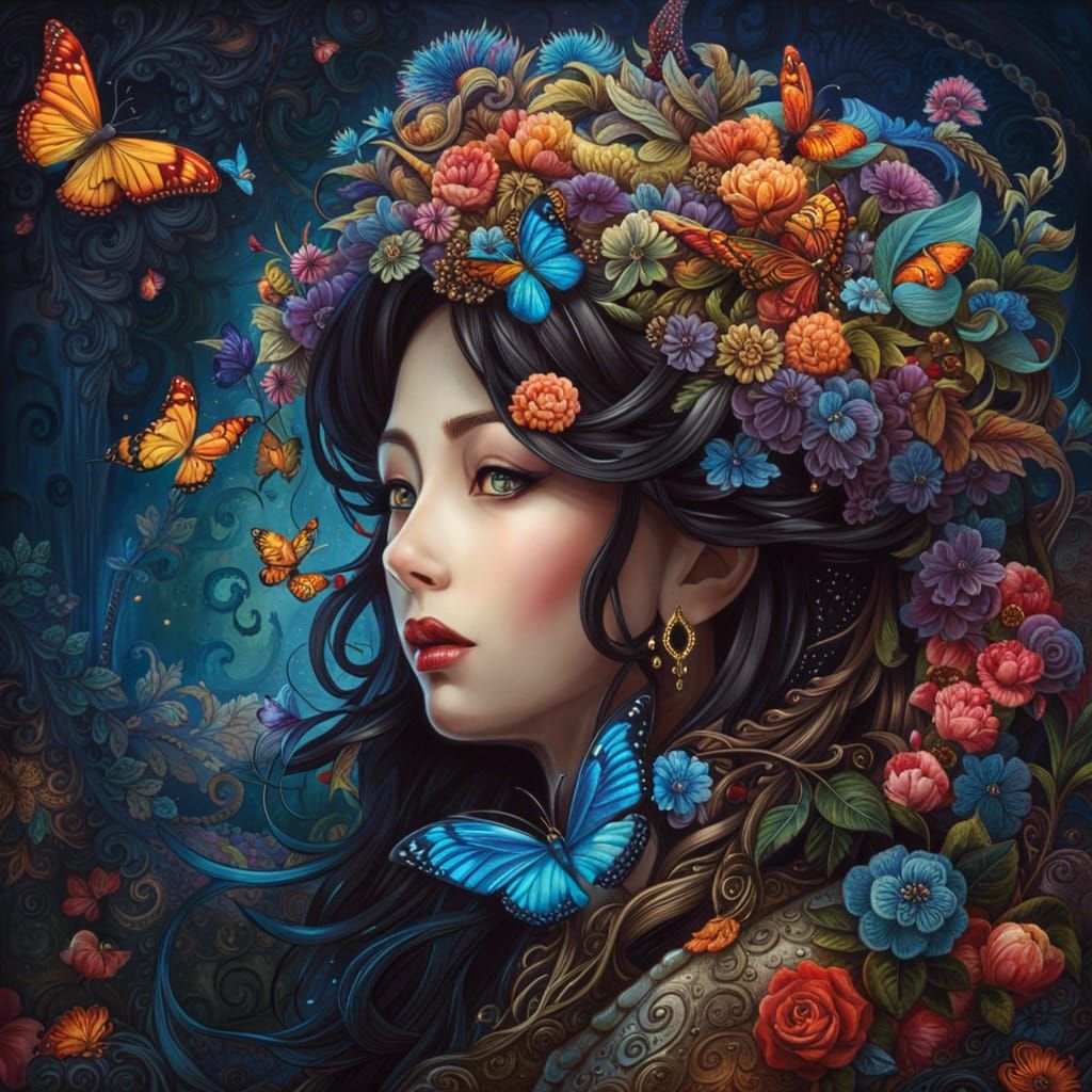 Japanese Family Garden Prayer in Vibrant Digital Art