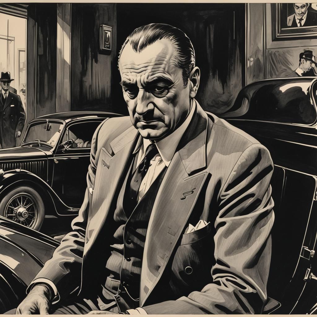 Mafia Boss in Comic Noir Expressionism