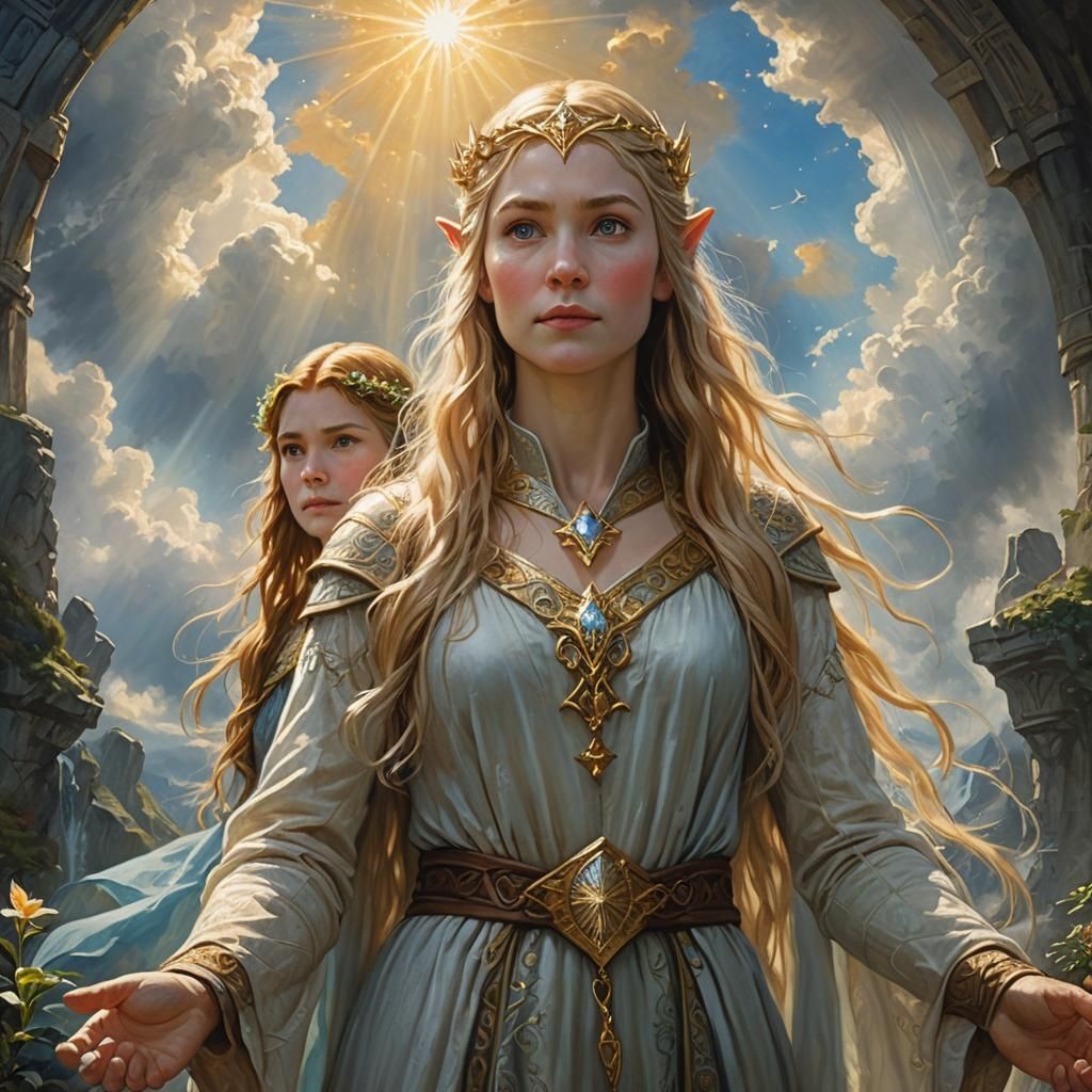 Gimli and Galadriel: Divine Oil Painting