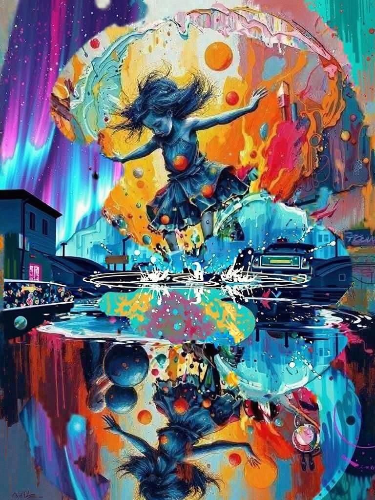 Girl's Mirror Jump: Pixel Art Street Scene