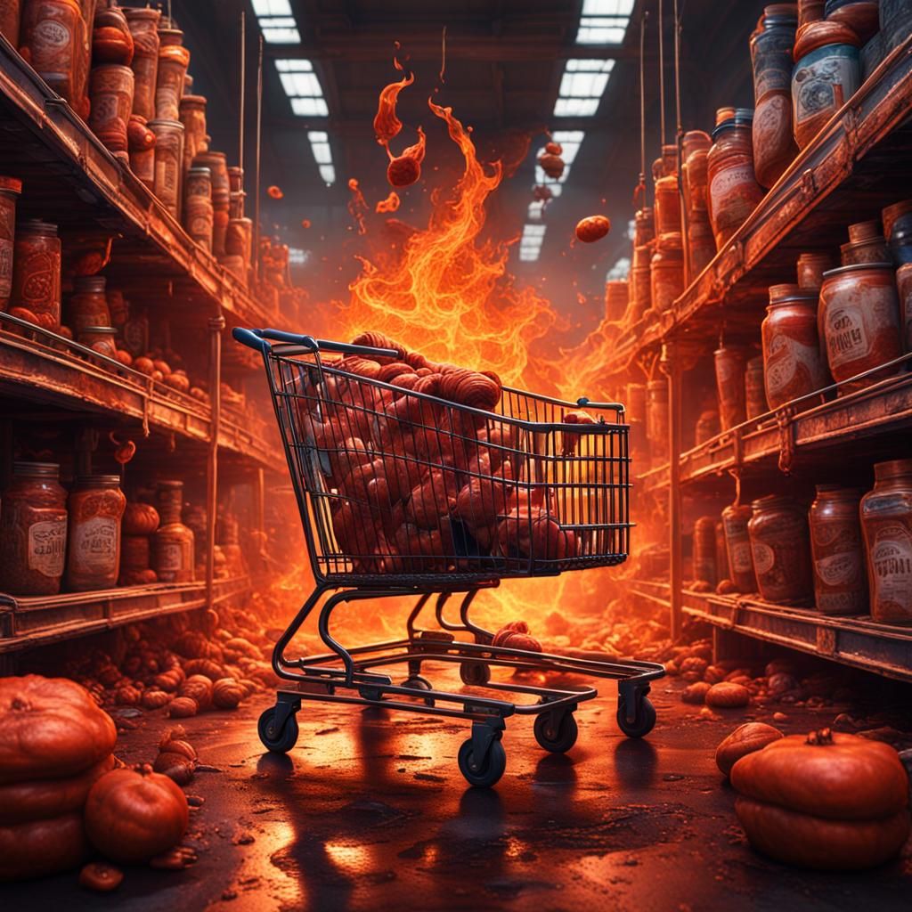 Infernal Shopping Trolley in Detailed Matte Painting