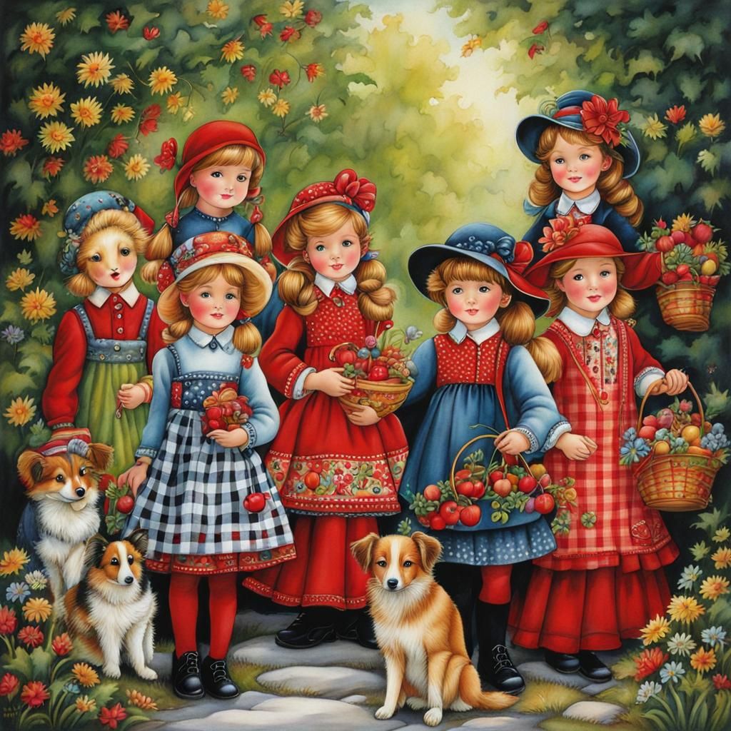 Nostalgic Scene in Naive Art Style