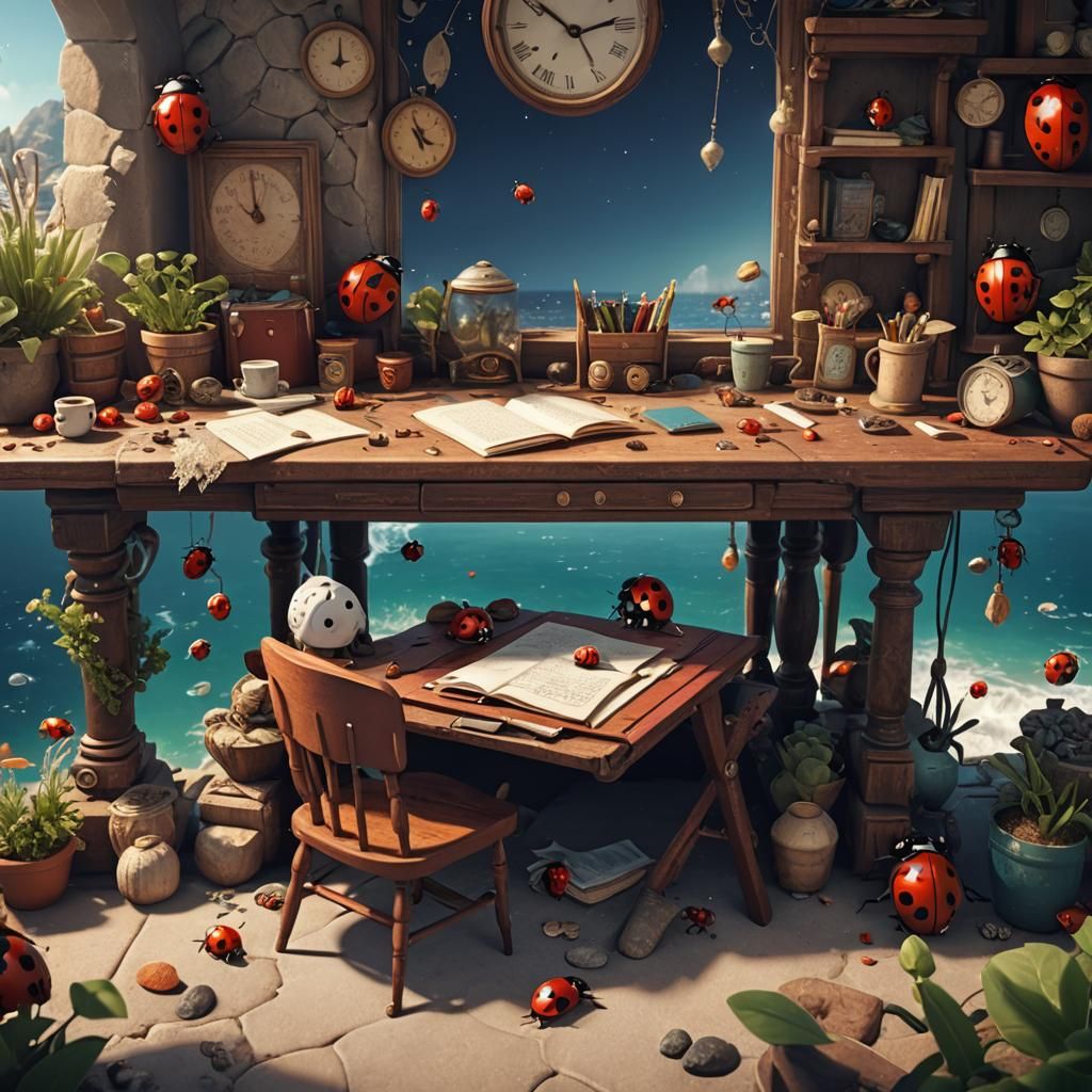 Grandmother Writing Stories in Hygge Home: Digital Art