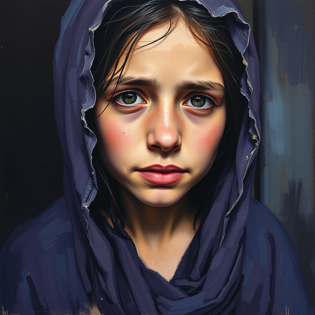 Sad Gypsy Girl: Mimeograph-Inspired Alla Prima Portrait