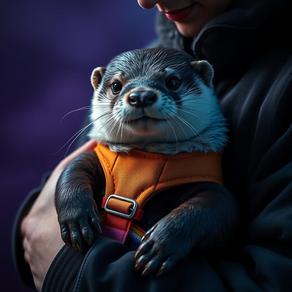 Emotional Support Otter in Moody, Hyperrealistic Style
