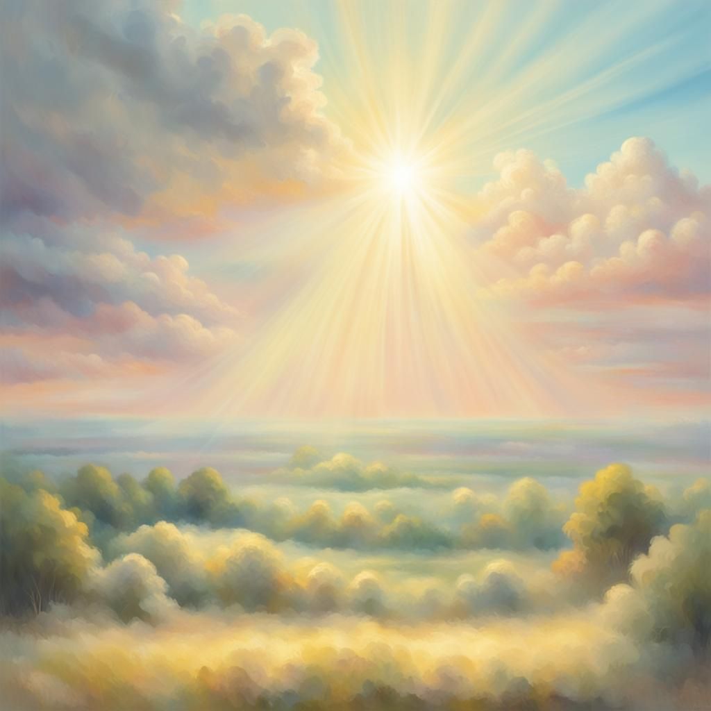 Dreamy Pastel Landscape with Heavenly Light