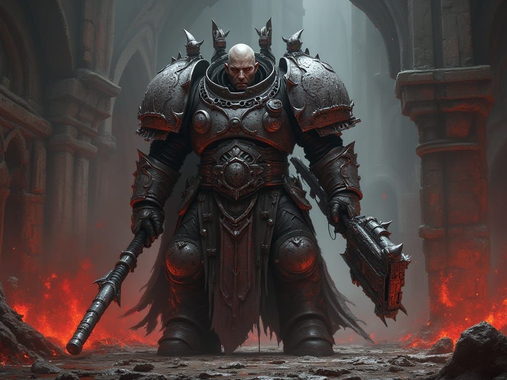 Kharn the Betrayer in Grimdark Sci-Fi Battlefield