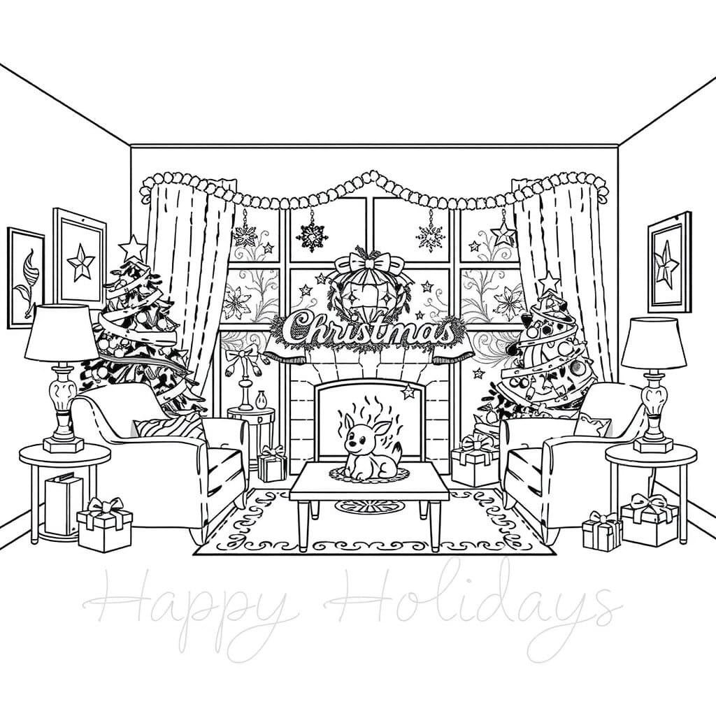 Cozy Christmas Line Art with Bold Holiday Wishes