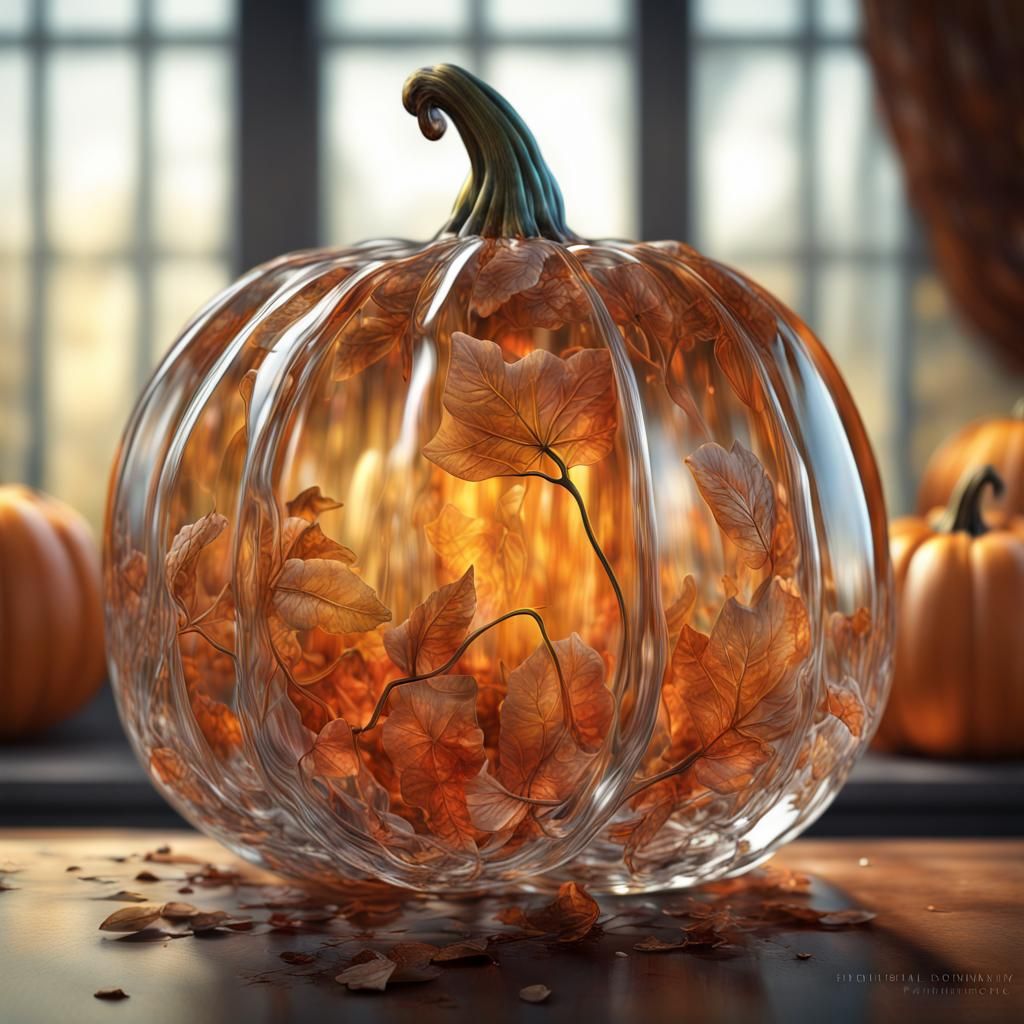 Crystal Glass Pumpkin Reveals Delicate Nature: 3D Render
