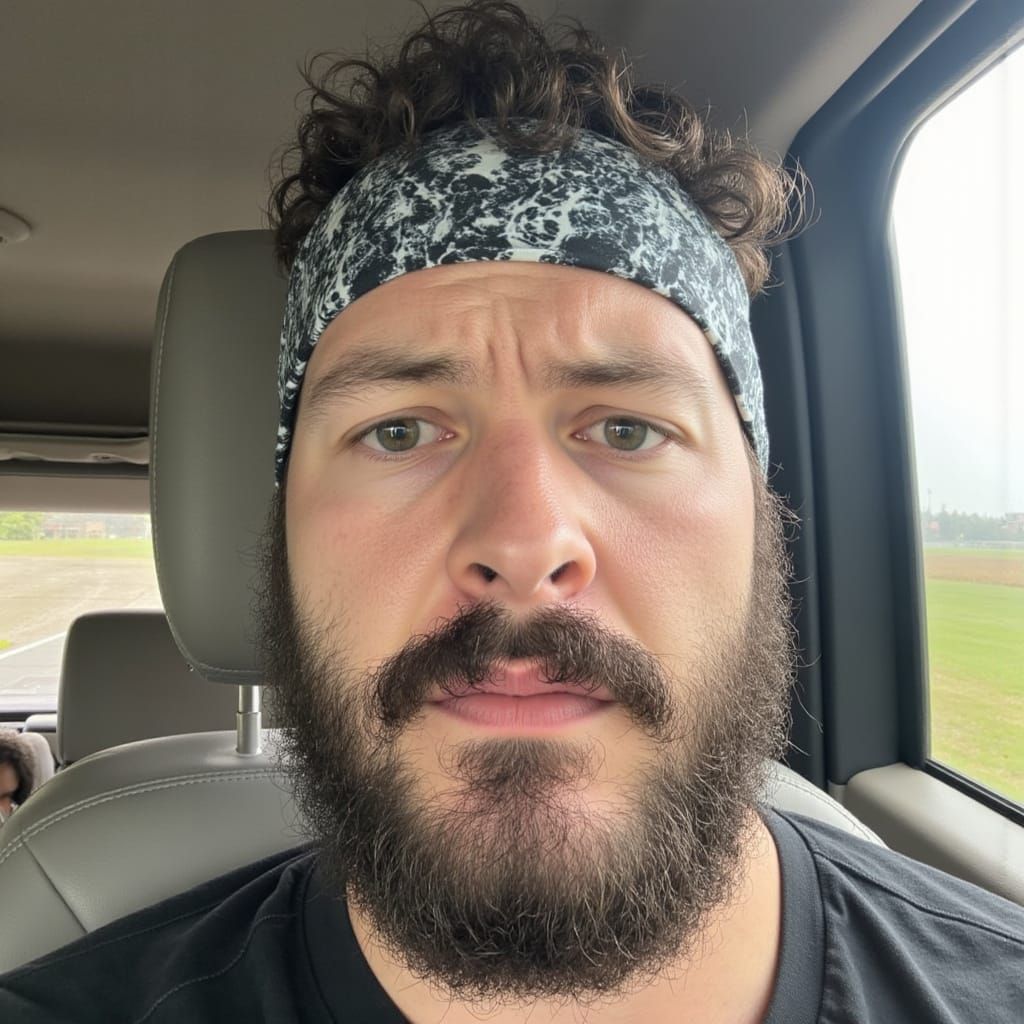 Rugged Lumberjack with Braided Beard in Folk Art Style