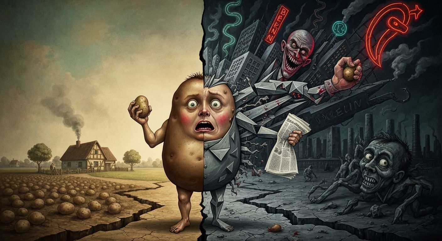 German Expressionist Dada Satire: Divided Boy on Fissure